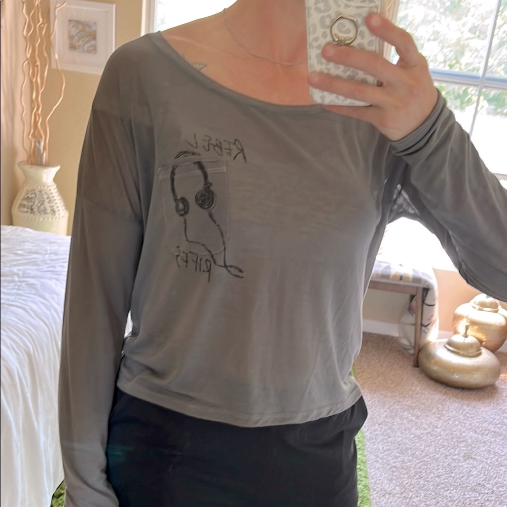 Rebel Vibes Gray Long Sleeve Top